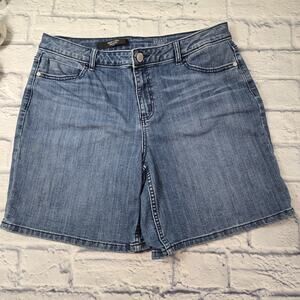 Simply Vera Vera Wang Womens Blue Denim Shorts Mid Rise Whiskering Stretch sz 12